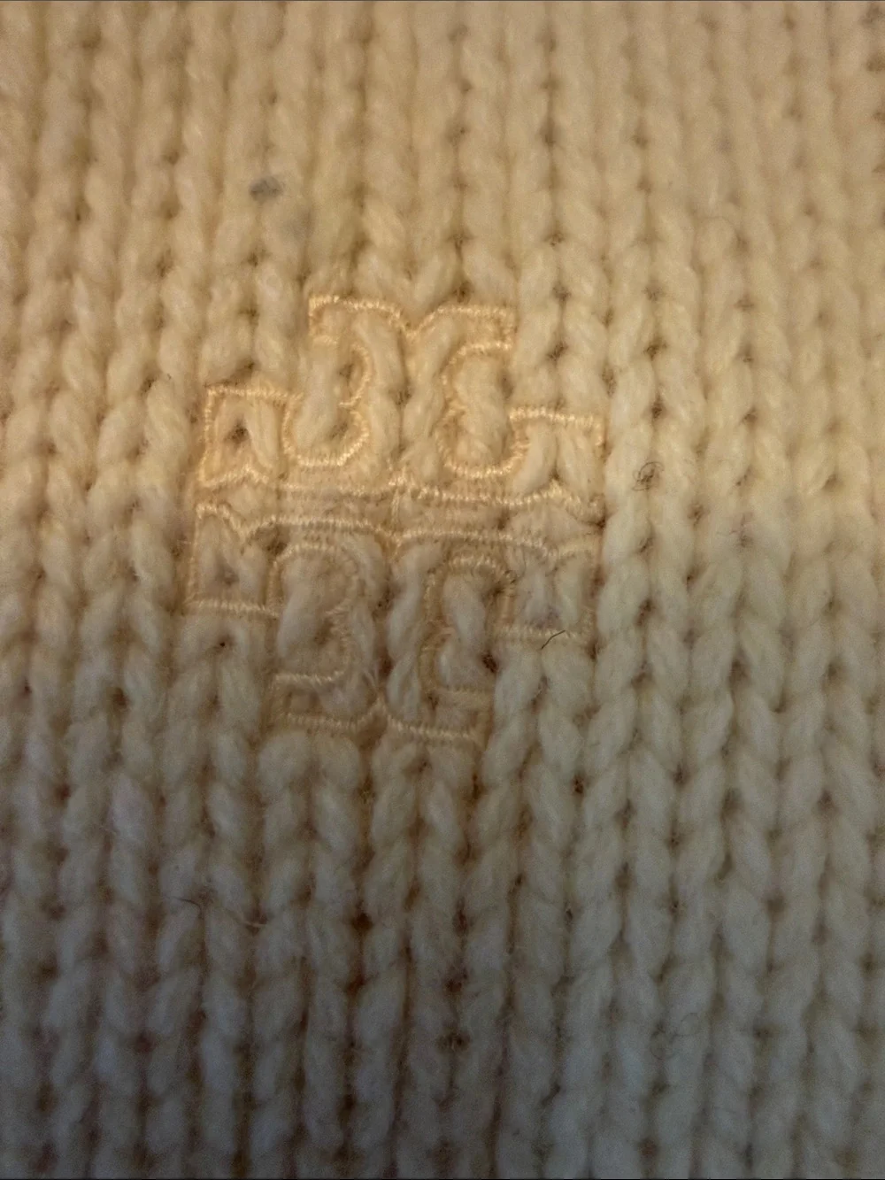 Tory Burch Cream Turtleneck Fair Isle Sweater with Black & Gold Accents